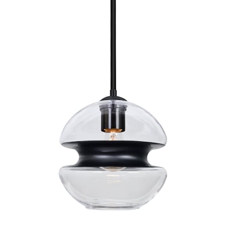 Besa Lighting Hula 8 Stem Pendant, Clear/Black, Black Finish, 1x60W Incandescent 1TT-HULA8BK-BK